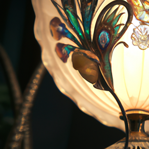 Ancien lampe paon et nue tiffany